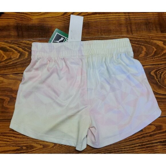 puma girls youth logo shorts size M 8-10 multi color triangles nwt - Picture 1 of 7